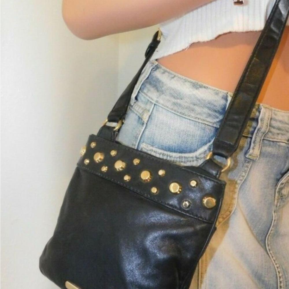 Michael Kors Black Leather Crossbody Bag with gold studs - Picture 9 of 16